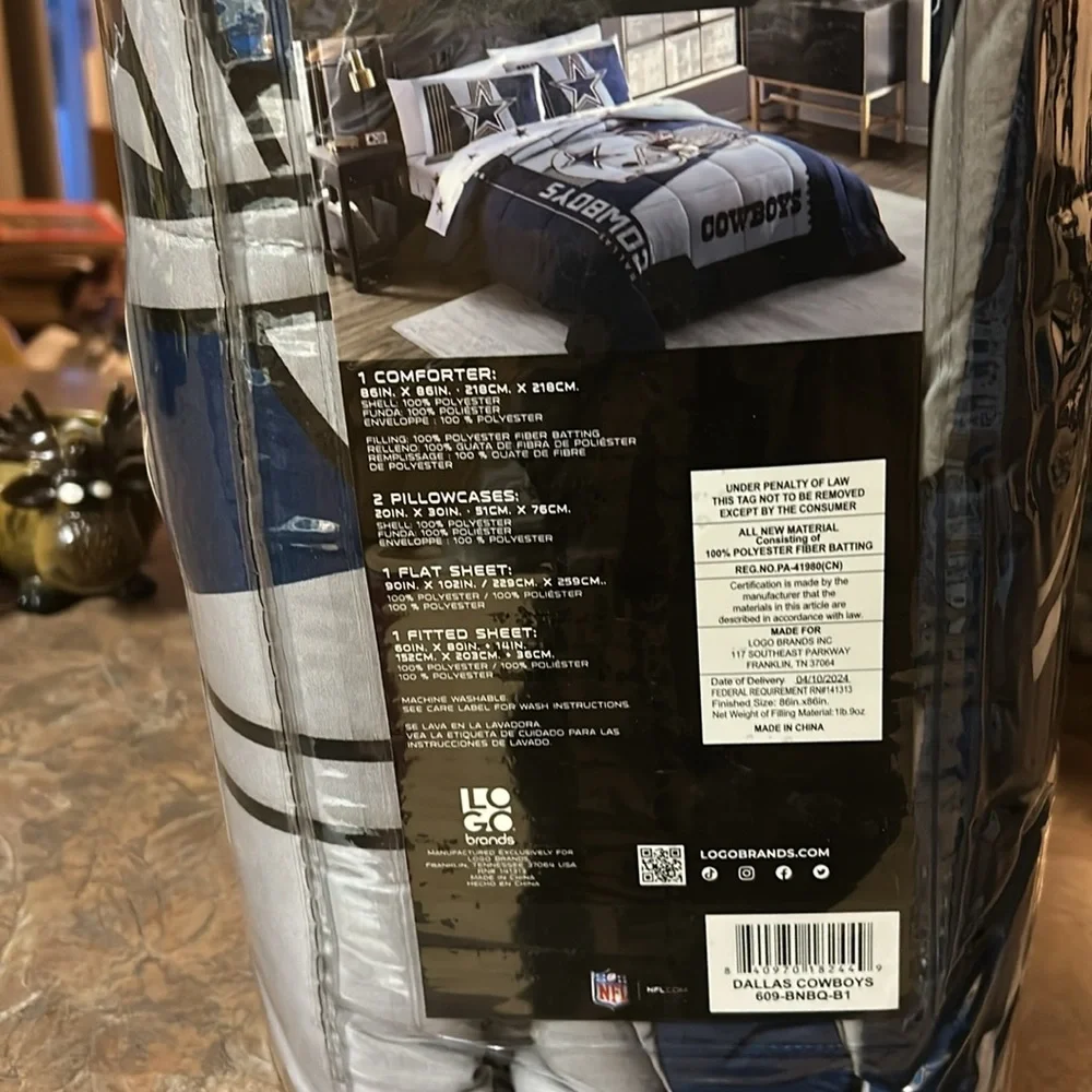 NFL Dallas Cowboys Comforter Set - Blue and White and Stars